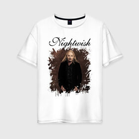 Женская футболка хлопок Oversize с принтом Nightwish / Найтвиш Эмппу (Z) в Курске, 100% хлопок | свободный крой, круглый ворот, спущенный рукав, длина до линии бедер
 | music | nightwish | nuclear blast | rock | spinefarm | вуоринен | лого | музыка | найтвиш | рок | симфоник метал | тарья турунен | флор янсен | эмппу | эрно эмппу вуоринен