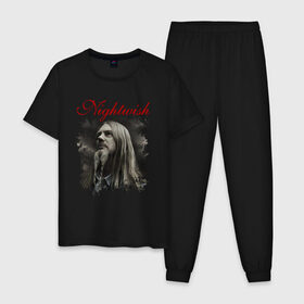 Мужская пижама хлопок с принтом Nightwish | Найтвиш Марко (Z) в Курске, 100% хлопок | брюки и футболка прямого кроя, без карманов, на брюках мягкая резинка на поясе и по низу штанин
 | marco | music | nightwish | nuclear blast | rock | spinefarm | лого | марко | марко хиетала | музыка | найтвиш | рок | симфоник метал | тарья турунен | флор янсен | хиетала