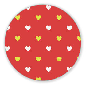 Коврик для мышки круглый с принтом Сердечки на красном паттерн в Курске, резина и полиэстер | круглая форма, изображение наносится на всю лицевую часть | background | design | fabric | heart | love | pattern | red | romance | romantic | seamless | valentine | красный | любовь | рисунок | романтика | сердце | узор