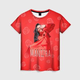 Женская футболка 3D с принтом Манижа Manizha в Курске, 100% полиэфир ( синтетическое хлопкоподобное полотно) | прямой крой, круглый вырез горловины, длина до линии бедер | manizha | далеровна | душанбе | евровидение | евровидение 2021 | манижа | певица | таджикистан | хамраева