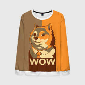 Мужской свитшот 3D с принтом Doge Wow в Курске, 100% полиэстер с мягким внутренним слоем | круглый вырез горловины, мягкая резинка на манжетах и поясе, свободная посадка по фигуре | animal | art | dog | doge | dogecoin | many x | mem | meme | new | poster | such x | wave | wow | арт | в | галстук | галстуке | двухцветная | животное | зверь | имени | кабосу | мем | мемас | мэм | по | постер | сиба ину | собака | хищник