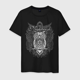Мужская футболка хлопок с принтом NIGHTWISH в Курске, 100% хлопок | прямой крой, круглый вырез горловины, длина до линии бедер, слегка спущенное плечо. | metal | nightwish | tarja turunen | метал | музыка | найтвиш | рок | симфо метал | сова | тарья турунен