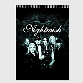 Скетчбук с принтом NIGHTWISH в Курске, 100% бумага
 | 48 листов, плотность листов — 100 г/м2, плотность картонной обложки — 250 г/м2. Листы скреплены сверху удобной пружинной спиралью | Тематика изображения на принте: metal | nightwish | tarja turunen | метал | музыка | найтвиш | рок | симфо метал | тарья турунен