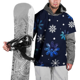 Накидка на куртку 3D с принтом Падающие снежинки уходящей зимы в Курске, 100% полиэстер |  | Тематика изображения на принте: джинсовая | необычная | падают | синяя текстура | снежинки | текстура