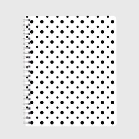 Тетрадь с принтом Точки черные на белом в Курске, 100% бумага | 48 листов, плотность листов — 60 г/м2, плотность картонной обложки — 250 г/м2. Листы скреплены сбоку удобной пружинной спиралью. Уголки страниц и обложки скругленные. Цвет линий — светло-серый
 | abstract | background | black | geometric | pattern | spot | texture | various | wrapping | горошек | крапинки | пятнаround | разные  узор | точки | черные
