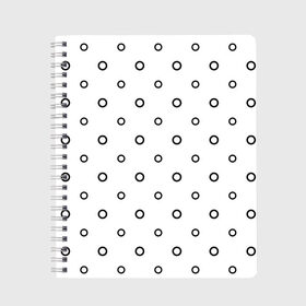 Тетрадь с принтом Черно-белый узор в горошек в Курске, 100% бумага | 48 листов, плотность листов — 60 г/м2, плотность картонной обложки — 250 г/м2. Листы скреплены сбоку удобной пружинной спиралью. Уголки страниц и обложки скругленные. Цвет линий — светло-серый
 | abstract | backdrop | background | circle | design | diagonal | dot | fabric | geometric | graphic | illustration | line | paper | pattern | print | rand | repeat | seamless | simple | texture | tile | vector | wallpaper | wave | white | бублики | кружочк