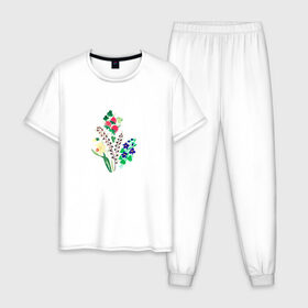 Мужская пижама хлопок с принтом Разные цветы в Курске, 100% хлопок | брюки и футболка прямого кроя, без карманов, на брюках мягкая резинка на поясе и по низу штанин
 | картинки | лето | нарциссы | популярные | прикольные | растения | тренды | цветы