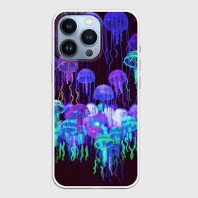 Чехол для iPhone 13 Pro с принтом Неоновые медузы в Курске,  |  | вода | животные | медузы | неон | неоновые