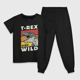Детская пижама хлопок с принтом T-rex wild в Курске, 100% хлопок |  брюки и футболка прямого кроя, без карманов, на брюках мягкая резинка на поясе и по низу штанин
 | Тематика изображения на принте: dino | t rex | wild | дино | динозавр | закат | зверь | хищник