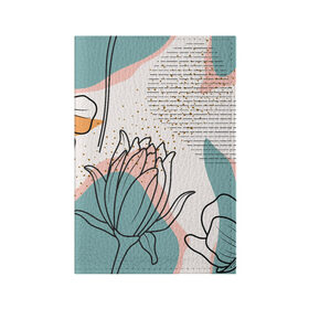 Обложка для паспорта матовая кожа с принтом Цветы в Курске, натуральная матовая кожа | размер 19,3 х 13,7 см; прозрачные пластиковые крепления | flowers | герберы | контур | легкие | лилии | мягкие | роза | ромашка | тренд | цветы