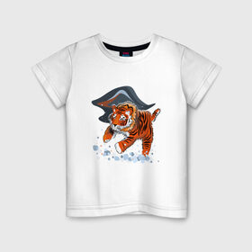 Детская футболка хлопок с принтом АМУРСКИЙ ТИГР в Курске, 100% хлопок | круглый вырез горловины, полуприлегающий силуэт, длина до линии бедер | амурский тигр | большие кошки | с животными | с тигром | тайга