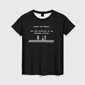 Женская футболка 3D с принтом Марио Ёршик в Курске, 100% полиэфир ( синтетическое хлопкоподобное полотно) | прямой крой, круглый вырез горловины, длина до линии бедер | 8bit | dendy | game over | sega | super mario | ёршик | игра | прикол | ретро | супер марио