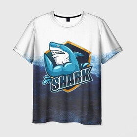 Мужская футболка 3D с принтом Акула в Курске, 100% полиэфир | прямой крой, круглый вырез горловины, длина до линии бедер | ocean | shark | акула | млекопитающие | море | океан