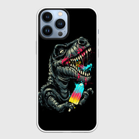 Чехол для iPhone 13 Pro Max с принтом T REX ЕСТ МОРОЖЕНОЕ в Курске,  |  | Тематика изображения на принте: dino | dinosauria | t rex | ti rex | дино | динозавр | парк юрского | т рекс | ти рекс | чудовище | юрский период | ящер | ящерица