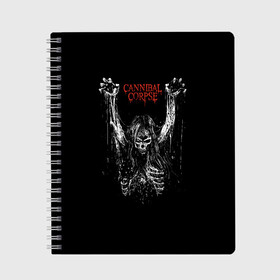 Тетрадь с принтом Cannibal Corpse в Курске, 100% бумага | 48 листов, плотность листов — 60 г/м2, плотность картонной обложки — 250 г/м2. Листы скреплены сбоку удобной пружинной спиралью. Уголки страниц и обложки скругленные. Цвет линий — светло-серый
 | Тематика изображения на принте: cannibal corpse | kreator | punk rock | slayer | sodom | анархия | блэк метал | гаражный рок | гранж | дэт метал | металл | панк рок | рок музыка | рок н ролл | рокер | треш метал | труп каннибал | тяжелый рок | хард рок