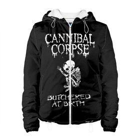 Женская куртка 3D с принтом Cannibal Corpse в Курске, ткань верха — 100% полиэстер, подклад — флис | прямой крой, подол и капюшон оформлены резинкой с фиксаторами, два кармана без застежек по бокам, один большой потайной карман на груди. Карман на груди застегивается на липучку | cannibal corpse | kreator | punk rock | slayer | sodom | анархия | блэк метал | гаражный рок | гранж | дэт метал | металл | панк рок | рок музыка | рок н ролл | рокер | треш метал | труп каннибал | тяжелый рок | хард рок