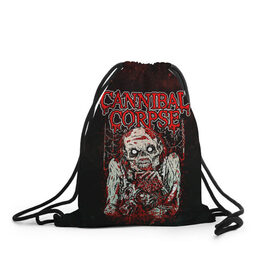 Рюкзак-мешок 3D с принтом Cannibal Corpse в Курске, 100% полиэстер | плотность ткани — 200 г/м2, размер — 35 х 45 см; лямки — толстые шнурки, застежка на шнуровке, без карманов и подкладки | canibal corpse | cannibal corpse | death metal | группы | дэт метал | канибал корпс | метал | рок