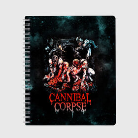 Тетрадь с принтом Cannibal Corpse в Курске, 100% бумага | 48 листов, плотность листов — 60 г/м2, плотность картонной обложки — 250 г/м2. Листы скреплены сбоку удобной пружинной спиралью. Уголки страниц и обложки скругленные. Цвет линий — светло-серый
 | canibal corpse | cannibal corpse | death metal | группы | дэт метал | канибал корпс | метал | рок