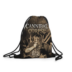 Рюкзак-мешок 3D с принтом Cannibal Corpse в Курске, 100% полиэстер | плотность ткани — 200 г/м2, размер — 35 х 45 см; лямки — толстые шнурки, застежка на шнуровке, без карманов и подкладки | canibal corpse | cannibal corpse | death metal | группы | дэт метал | канибал корпс | метал | рок