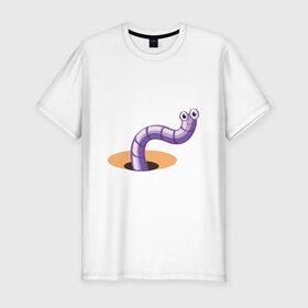 Мужская футболка хлопок Slim с принтом Червяк в Курске, 92% хлопок, 8% лайкра | приталенный силуэт, круглый вырез ворота, длина до линии бедра, короткий рукав | worm | насекомое | черви | червь | червяк | червячок
