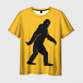 Мужская футболка 3D с принтом Йети в Курске, 100% полиэфир | прямой крой, круглый вырез горловины, длина до линии бедер | bigfoot | yeti | бигфут | горилла | йети | обезьяна | силуэт