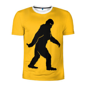 Мужская футболка 3D спортивная с принтом Йети в Курске, 100% полиэстер с улучшенными характеристиками | приталенный силуэт, круглая горловина, широкие плечи, сужается к линии бедра | Тематика изображения на принте: bigfoot | yeti | бигфут | горилла | йети | обезьяна | силуэт