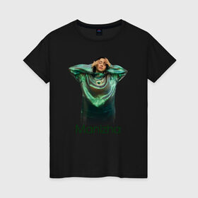 Женская футболка хлопок с принтом Манижа  Manizha в Курске, 100% хлопок | прямой крой, круглый вырез горловины, длина до линии бедер, слегка спущенное плечо | manizha | далеровна | душанбе | евровидение | евровидение 2021 | манижа | певица | таджикистан | хамраева