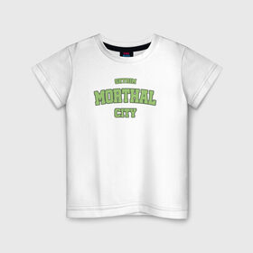 Детская футболка хлопок с принтом SKYRIM - MORTHAL CITY в Курске, 100% хлопок | круглый вырез горловины, полуприлегающий силуэт, длина до линии бедер | morthal | skyrim | tes | varsity | видеоигры | морфал | скайрим