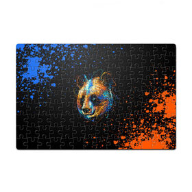 Пазл магнитный 126 элементов с принтом КРАСОЧНАЯ ПАНДА в Курске, полимерный материал с магнитным слоем | 126 деталей, размер изделия —  180*270 мм | blue | colors | orange | paints | panda | брызги | краски | медведь | панда