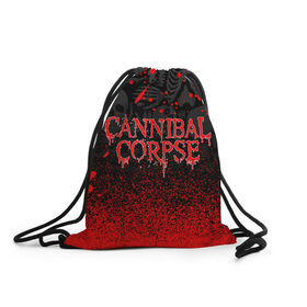 Рюкзак-мешок 3D с принтом CANNIBAL CORPSE в Курске, 100% полиэстер | плотность ткани — 200 г/м2, размер — 35 х 45 см; лямки — толстые шнурки, застежка на шнуровке, без карманов и подкладки | cannibal corpse | evisceration plague | hammer smashed face. | violence unimagined | дэт метал | музыка | рок | труп каннибала