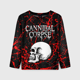 Детский лонгслив 3D с принтом CANNIBAL CORPSE в Курске, 100% полиэстер | длинные рукава, круглый вырез горловины, полуприлегающий силуэт
 | Тематика изображения на принте: cannibal corpse | evisceration plague | hammer smashed face. | violence unimagined | дэт метал | музыка | рок | труп каннибала