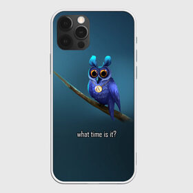 Чехол для iPhone 12 Pro Max с принтом Owl в Курске, Силикон |  | Тематика изображения на принте: what time is it | время | синий | сова | темный фон