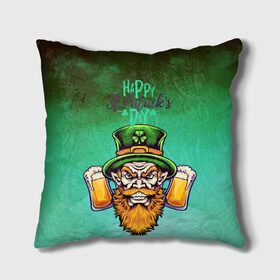 Подушка 3D с принтом Happy Saint Patricks Day в Курске, наволочка – 100% полиэстер, наполнитель – холлофайбер (легкий наполнитель, не вызывает аллергию). | состоит из подушки и наволочки. Наволочка на молнии, легко снимается для стирки | Тематика изображения на принте: saint patricks day | арт | графика | март | патрик | святой патрик