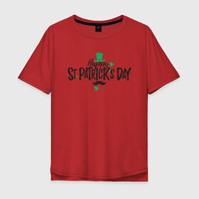 Мужская футболка хлопок Oversize с принтом ST.Patrick в Курске, 100% хлопок | свободный крой, круглый ворот, “спинка” длиннее передней части | saint patricks day | арт | графика | март | патрик | святой патрик