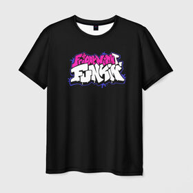 Мужская футболка 3D с принтом Friday Night Funkin в Курске, 100% полиэфир | прямой крой, круглый вырез горловины, длина до линии бедер | fnf | friday night funkin | детская | красочная | подростки | розово белое лого | розовое лого | фрайдэй найт функин