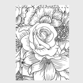 Скетчбук с принтом Тату цветы в Курске, 100% бумага
 | 48 листов, плотность листов — 100 г/м2, плотность картонной обложки — 250 г/м2. Листы скреплены сверху удобной пружинной спиралью | белый | лилия | подсолнух | роза | тату | цветы | черный