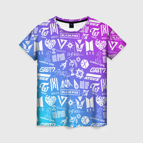 Женская футболка 3D с принтом K-POP | Лучшие Группы в Курске, 100% полиэфир ( синтетическое хлопкоподобное полотно) | прямой крой, круглый вырез горловины, длина до линии бедер | ateez | bangtan | black pink | blackpink | boys | bts | exo | g dragon | got7 | jin | k pop | kpop | love | min yoon | monsta x | nct | seoul | seventeen | sninee | stray kids | straykids | suga | twice | арэм | бойбенд | бойбэнд | бтс | ви | вс