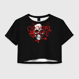 Женская футболка Crop-top 3D с принтом Cannibal Corpse в Курске, 100% полиэстер | круглая горловина, длина футболки до линии талии, рукава с отворотами | cannibal | cannibal corpse | corpse | trash | алекс уэбстер | брутальный дэт метал | джордж фишер | дэт метал | дэтграйнд | пол мазуркевич | пэт обрайэн | роб барретт