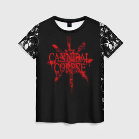 Женская футболка 3D с принтом Cannibal Corpse в Курске, 100% полиэфир ( синтетическое хлопкоподобное полотно) | прямой крой, круглый вырез горловины, длина до линии бедер | cannibal | cannibal corpse | corpse | trash | алекс уэбстер | брутальный дэт метал | дэт метал | дэтграйнд | пол мазуркевич