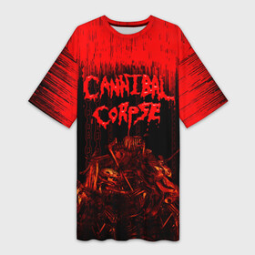 Платье-футболка 3D с принтом CANNIBAL CORPSE в Курске,  |  | blood | cannibal corpse | death metal | grunge | hardcore | music | punk | rock | usa | группа | канибал | кровь | метал | музыка | рок | сша | труп