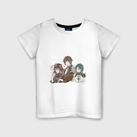 Детская футболка хлопок с принтом Тайные хранители мира в Курске, 100% хлопок | круглый вырез горловины, полуприлегающий силуэт, длина до линии бедер | арт | милая девушка | милый парень | моракс | рисунок | сяо | ху тао | чжун ли