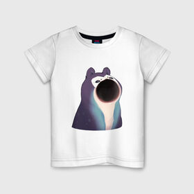 Детская футболка хлопок с принтом Голодный зверь в Курске, 100% хлопок | круглый вырез горловины, полуприлегающий силуэт, длина до линии бедер | pop cat | арт | бедна | голод | кот | кошка | мем | необычное животное | пасть | птица | рисунок | сова