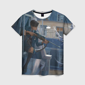 Женская футболка 3D с принтом Пятый снайпер в Курске, 100% полиэфир ( синтетическое хлопкоподобное полотно) | прямой крой, круглый вырез горловины, длина до линии бедер | umbrella academy | академия амбрелла | клаус харгривз | номер пять | роберт шиэн
