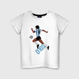 Детская футболка хлопок с принтом Diego Maradona в Курске, 100% хлопок | круглый вырез горловины, полуприлегающий силуэт, длина до линии бедер | argentina | maradona | messi | sport | аргентина | гол | диего | марадона | месси | мяч | рука бога | спорт | футбол | чемпион