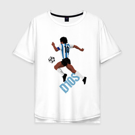 Мужская футболка хлопок Oversize с принтом Diego Maradona в Курске, 100% хлопок | свободный крой, круглый ворот, “спинка” длиннее передней части | argentina | maradona | messi | sport | аргентина | гол | диего | марадона | месси | мяч | рука бога | спорт | футбол | чемпион