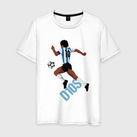 Мужская футболка хлопок с принтом Diego Maradona в Курске, 100% хлопок | прямой крой, круглый вырез горловины, длина до линии бедер, слегка спущенное плечо. | argentina | maradona | messi | sport | аргентина | гол | диего | марадона | месси | мяч | рука бога | спорт | футбол | чемпион