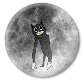 Значок с принтом Cartoon cat в Курске,  металл | круглая форма, металлическая застежка в виде булавки | cartoon cat | crazy | horror | kitty | monster | безумный | враг | животные | зверь | злодей | злой кот | зубы | картун кэт | киска | кот | кошак | монстр | мультяшный кот | оскал | персонаж | страшилки | сумасшедший