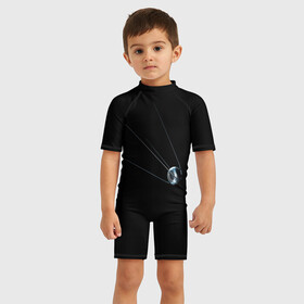 Детский купальный костюм 3D с принтом первый космический спутник в Курске, Полиэстер 85%, Спандекс 15% | застежка на молнии на спине | гагарин | искусственный спутник. спутник 1 | космос | спутник | терещкова