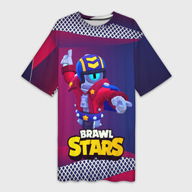 Платье-футболка 3D с принтом STU СТУ Brawl Stars в Курске,  |  | brawl | brawl stars | brawlstars | brawl_stars | jessie | бравл | бравлер stu | бравлстарс | гонщик | каскадер | сту