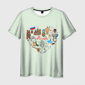Мужская футболка 3D с принтом Россия в Курске, 100% полиэфир | прямой крой, круглый вырез горловины, длина до линии бедер | балалайка | балерина | матрешка | медведь | россия | храм василия блаженого